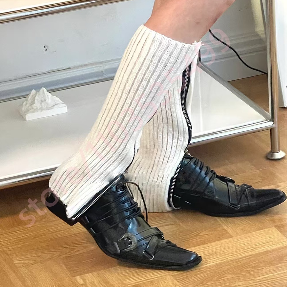 Men'S Shoes For Summer - Black Pointed Toe Women's Thick Heel