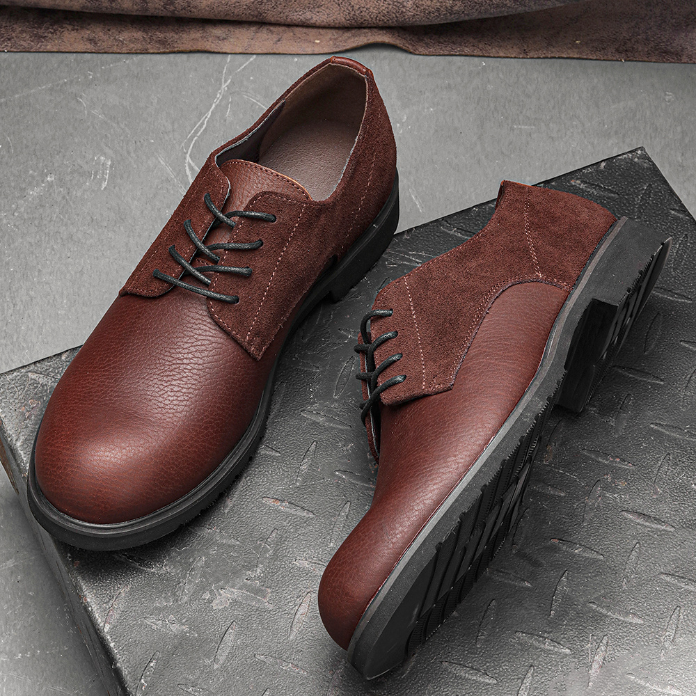 Men Shoes Clearance - Genuine Leather Men Derby Shoes Thick
