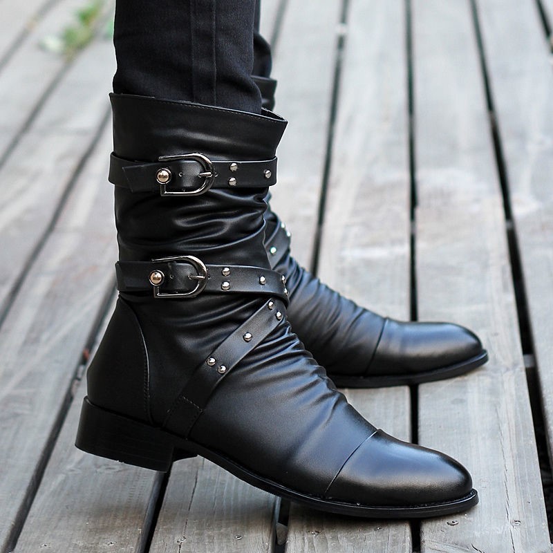 Men Shoes Veja - Winter Pointed Toe Men's Mid-calf Boots