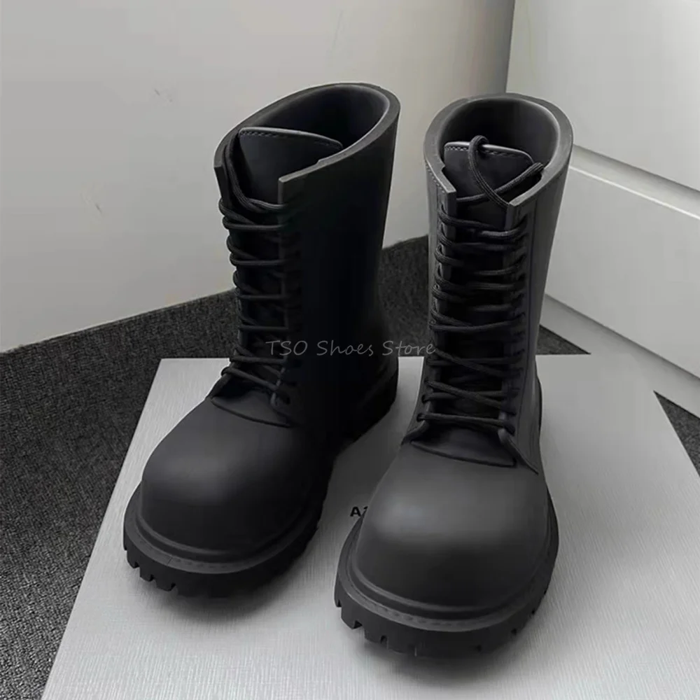 Men Shoes Veja - Thick Bottom Black Boots for Men