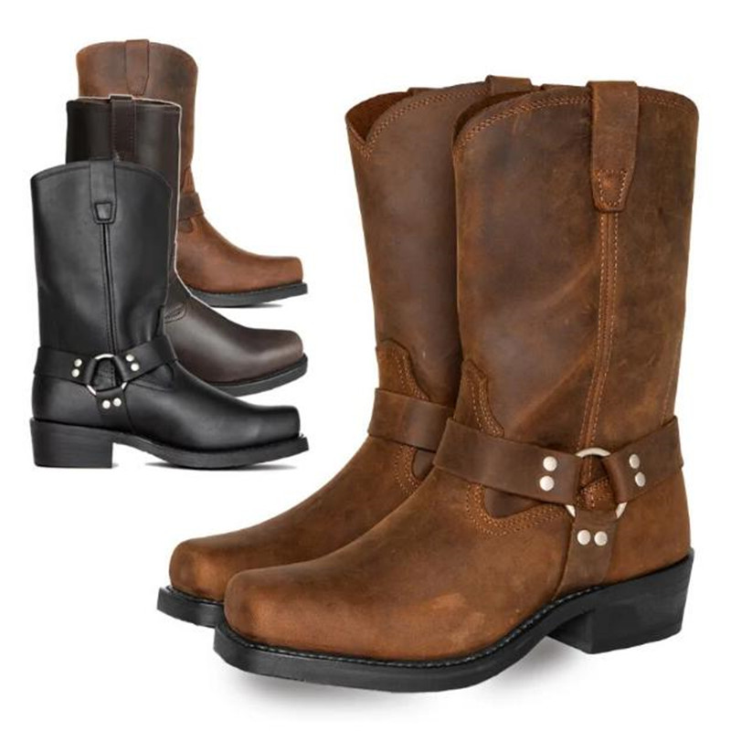 Men Shoes Veja - Luxury Retro Cowboy Boots Men Mid