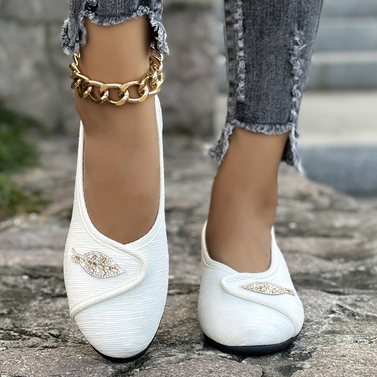 Women's Elegant Rhinestone Fla – Men'S Shoes Daily Use recenzja i cena