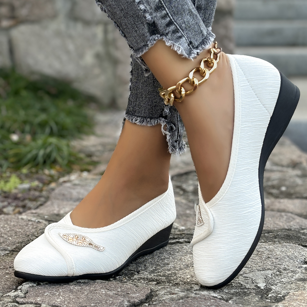 Women's Elegant Rhinestone Fla – Men'S Shoes Daily Use recenzja i cena