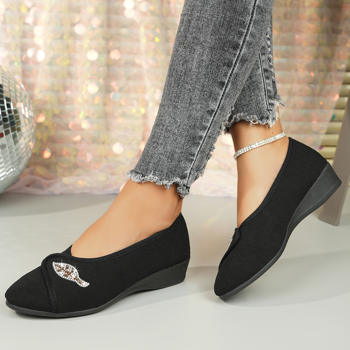 Women's Elegant Rhinestone Fla – Men'S Shoes Daily Use recenzja i cena