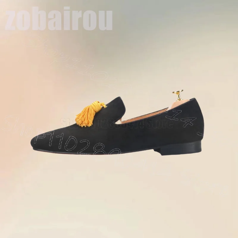 Yellow Tassels Decor Black Sue – Men'S Shoes Yellow And Black recenzja i cena